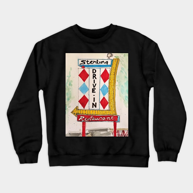 The Sterling Drive-In, Welch, West Virginia Crewneck Sweatshirt by Darrell T Smith Art & Design